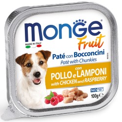 MONGE FRESH FRUIT POLLO E LAMPONI PATÉ CON BOCCONCINI 100 GR