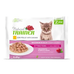 NATURAL TRAINER CAT KITTEN & YOUNG CON POLLO 4X85GR