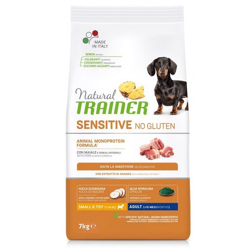 NATURAL TRAINER SENSITIVE MAIALE NO GLUTEN SMALL TOY 7 KG