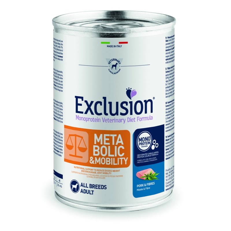 EXCLUSION DIET METABOLIC & MOBILITY ALL BREEDS MAIALE E FIBRE 400 GR