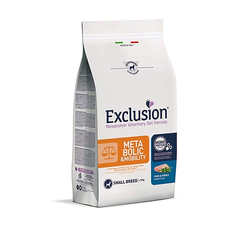 EXCLUSION DIET METABOLIC & MOBILITY SMAL BREED MAIALE E FIBRE 2 KG