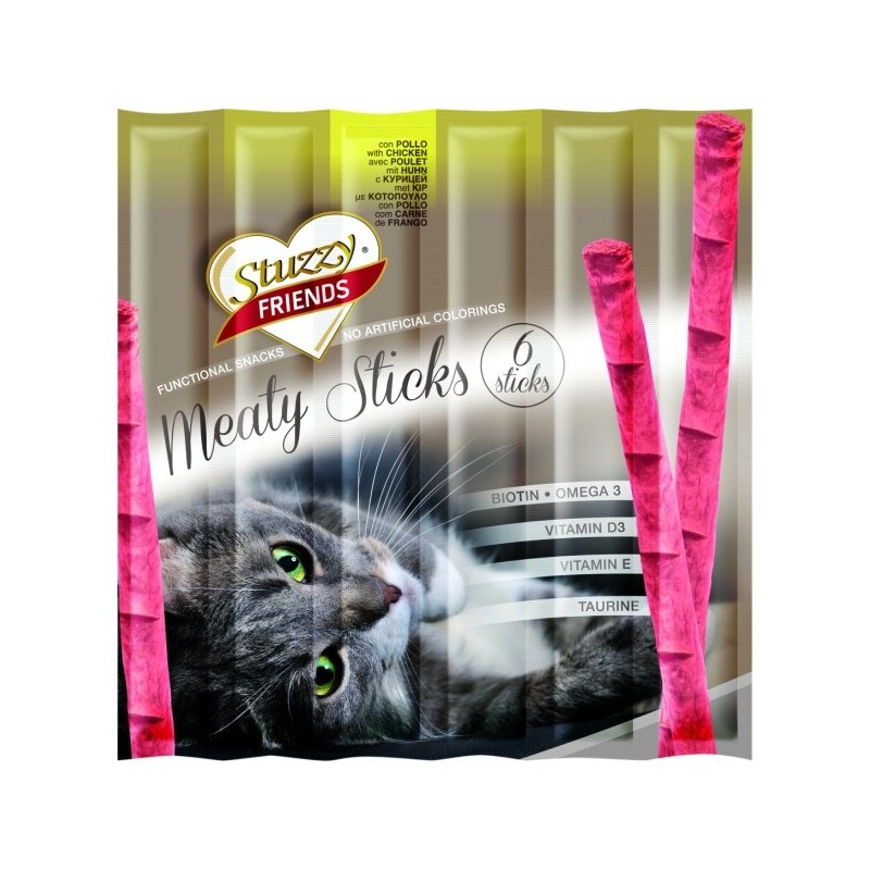 STUZZY FRIENDS CAT MEATY STICKS POLLO X 6