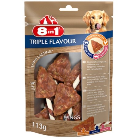 8IN1 TRIPLE FLAVOUR WINGS 113 GR SNACK 6 CICCHE ALETTE PER CANI