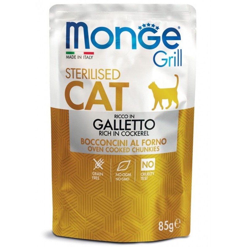 MONGE GRILL BUSTE CAT STERILIZZATO GALLETTO 85 GR