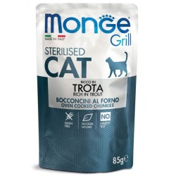 MONGE GRILL BUSTE CAT STERILIZZATO TROTA 85 GR