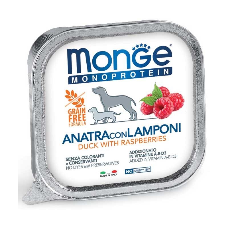 MONGE MONOPROTEICO FRUIT ANATRA LAMPONI GR 150